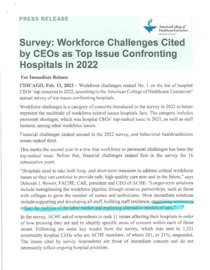 2022 CEO Survey on Hospital Workforce Challenges