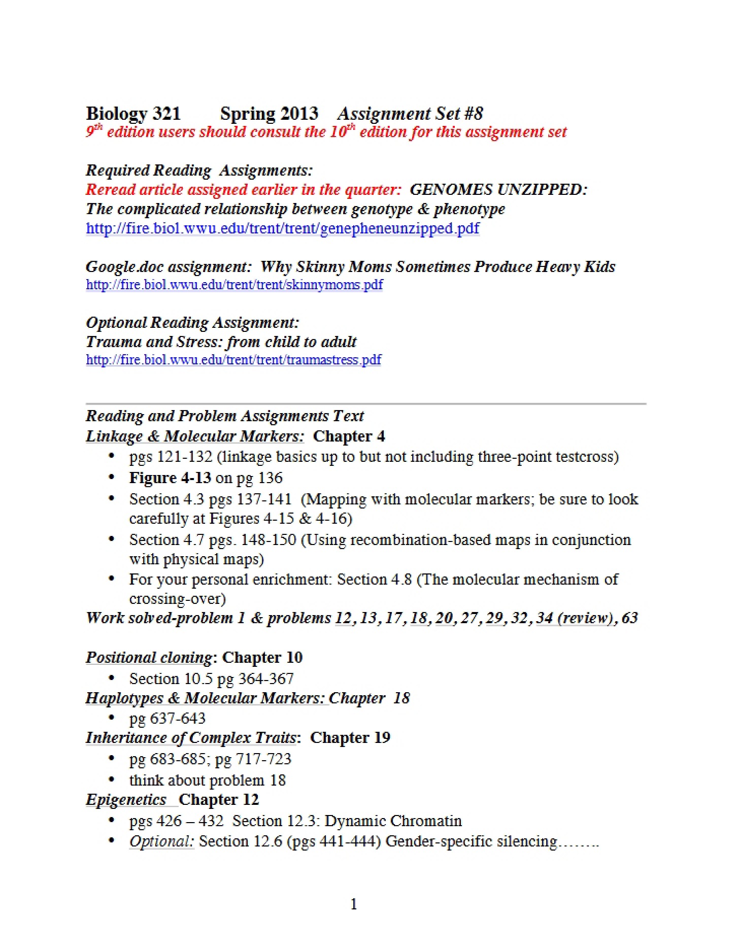 Eighth Assignment Set