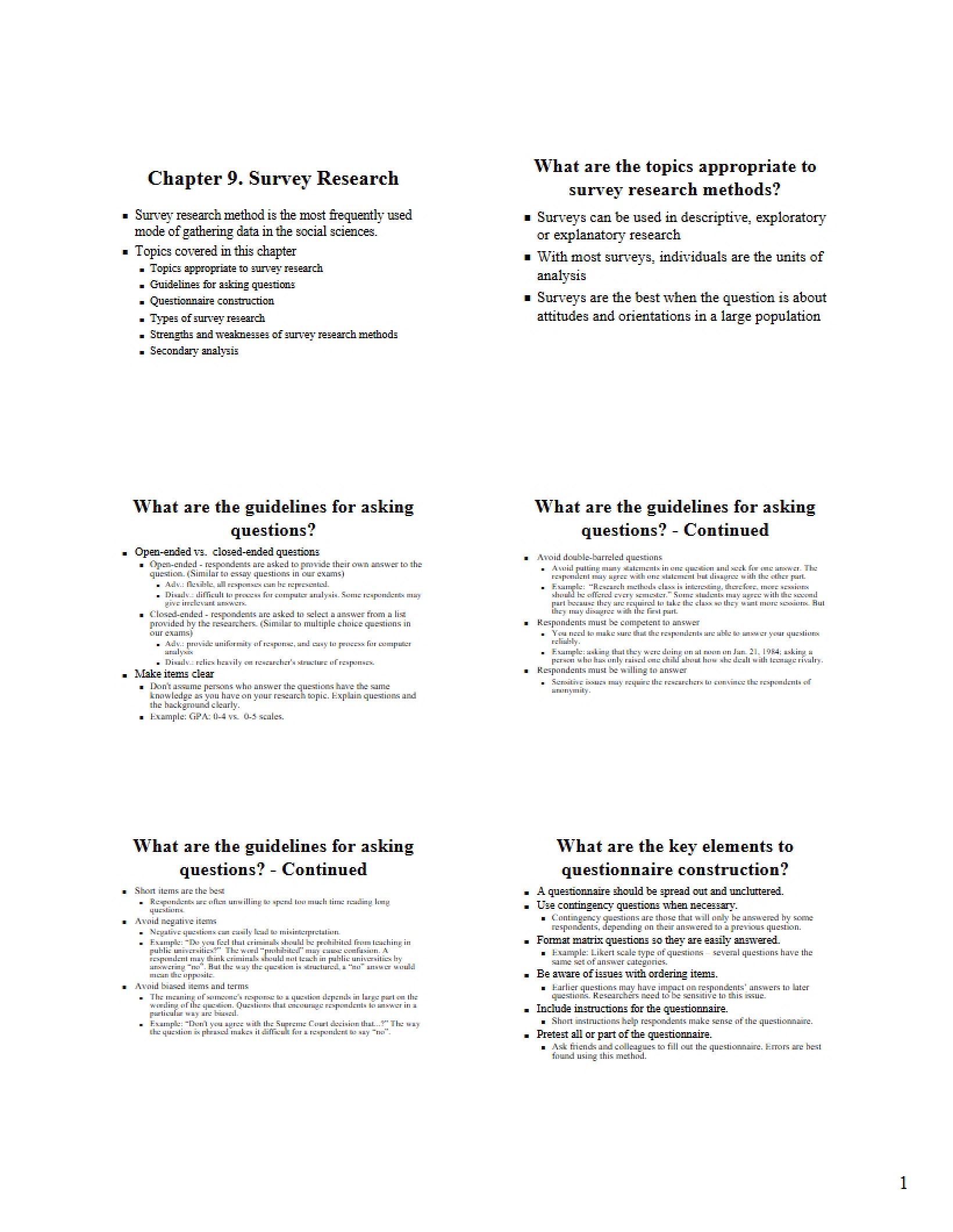 Ninth Chapter Research via Surveys