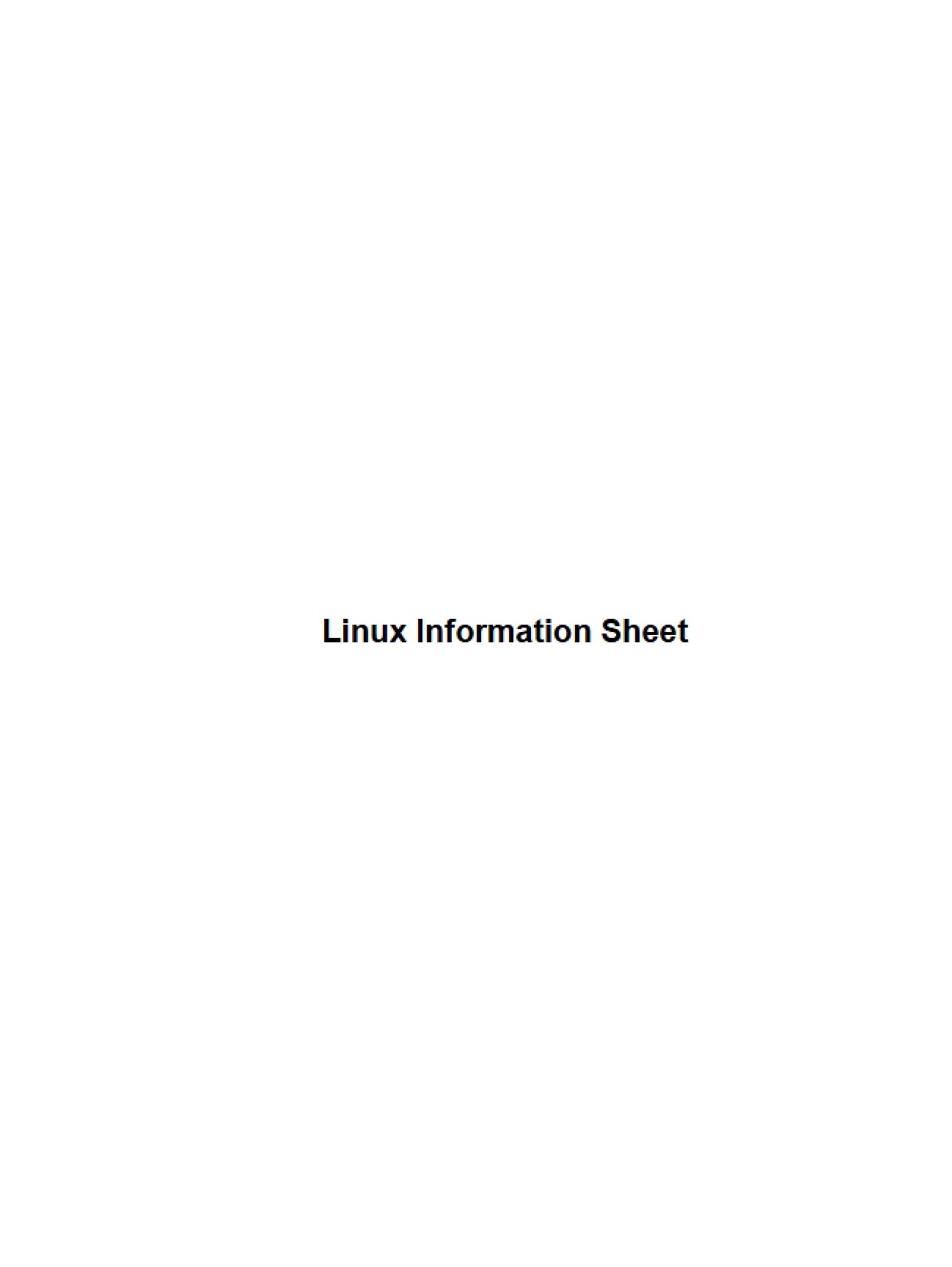 Linux Info Sheet
