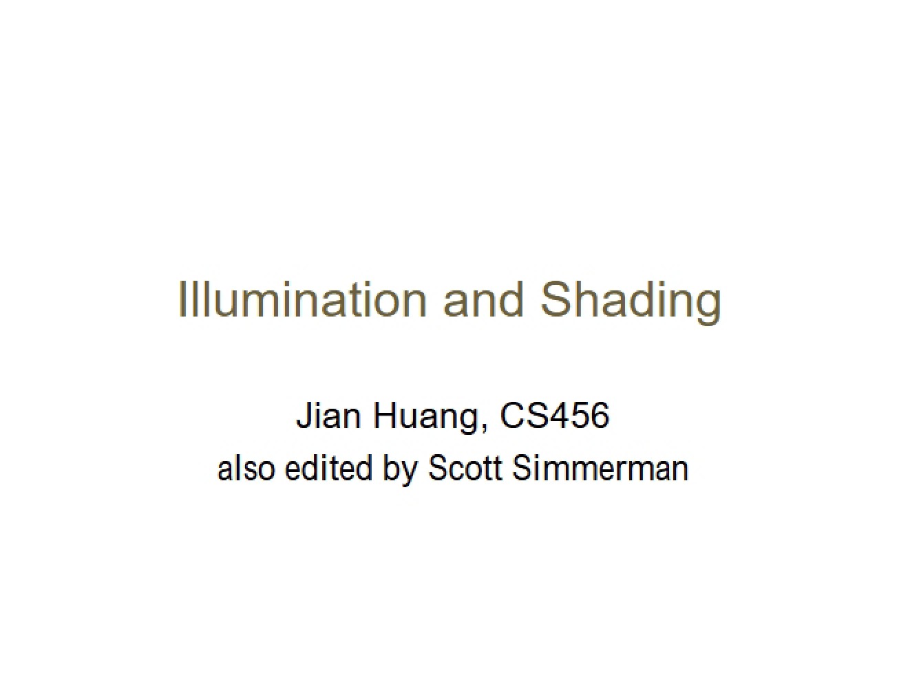 Shading and Illumination