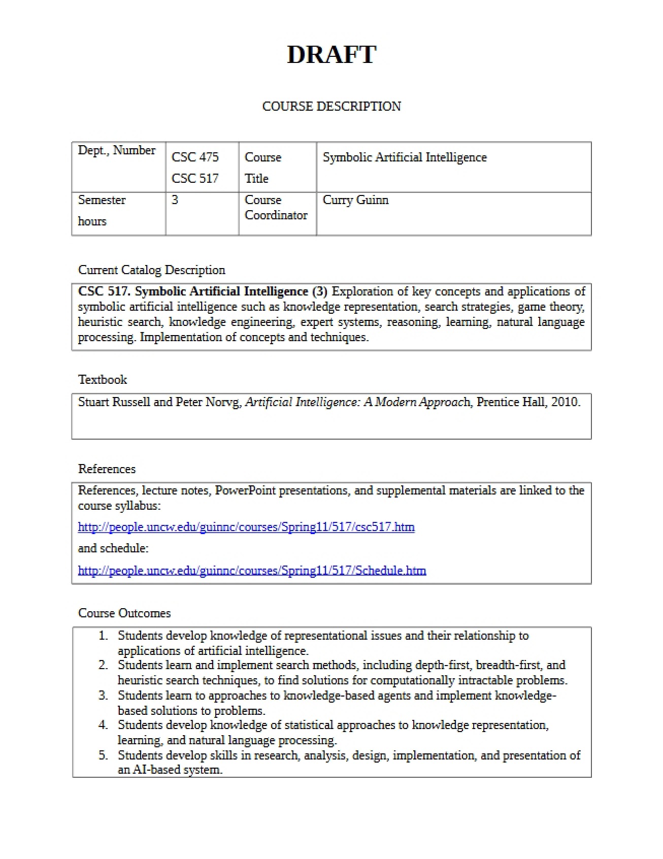 Artificial Intelligence Symbolic DRAFT