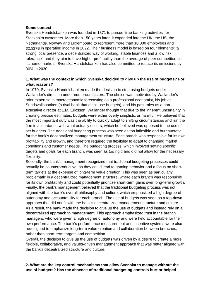 Why Svenska Handelsbanken Gave Up Budgets
