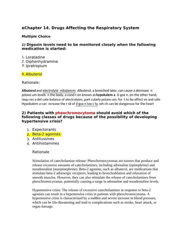 Drugs Affecting the Respiratory System - Chapter 14