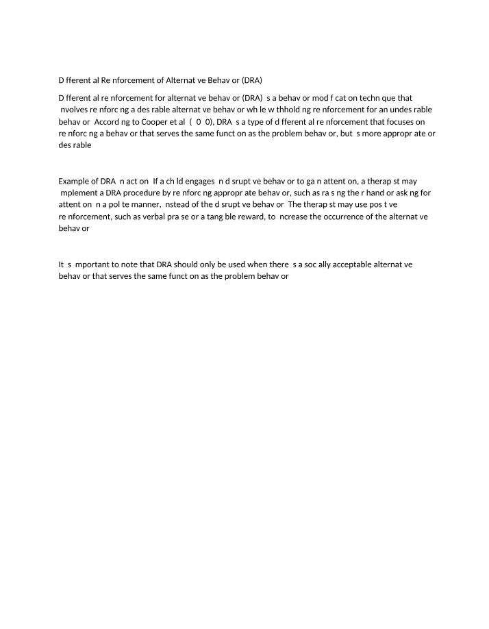 DRA - Differential Reinforcement of Alternative Behavior
