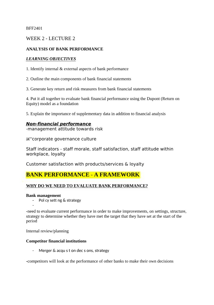Bank Performance - Measures, Components, and Evaluation