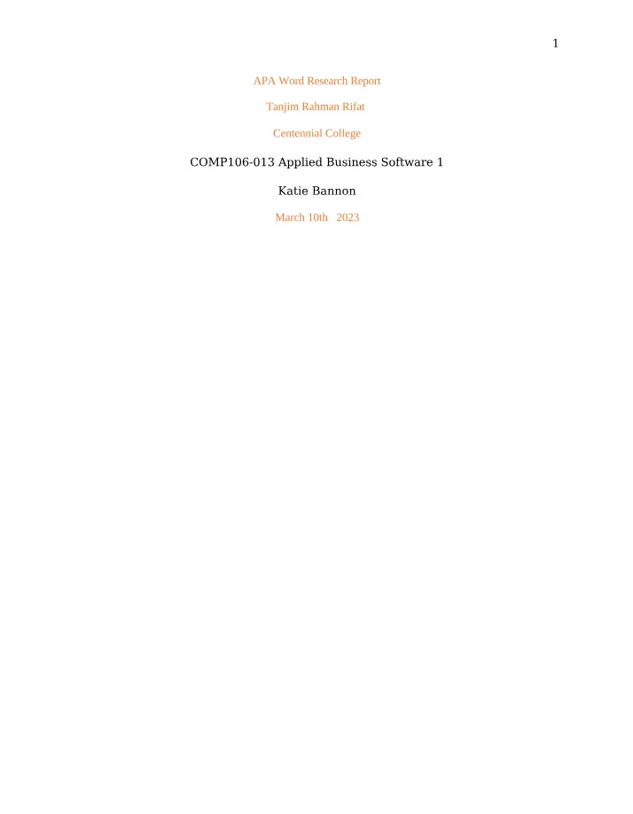 Applied Business Software (COMP106) Notes