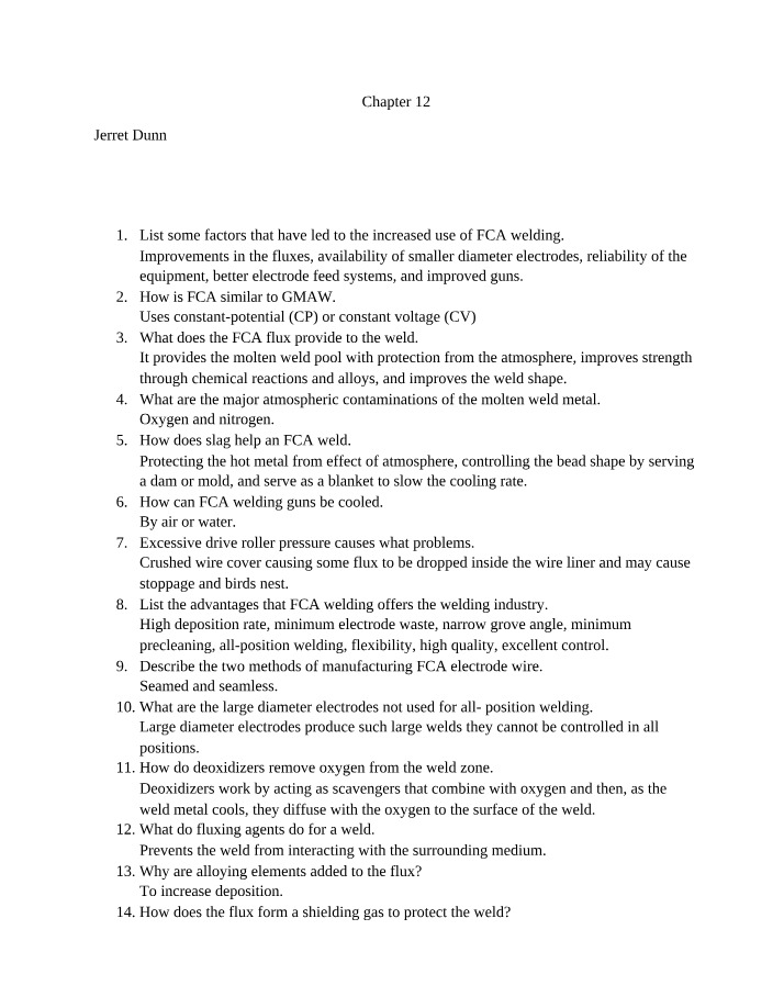 FCA Welding Improvements - Increased Use Factors