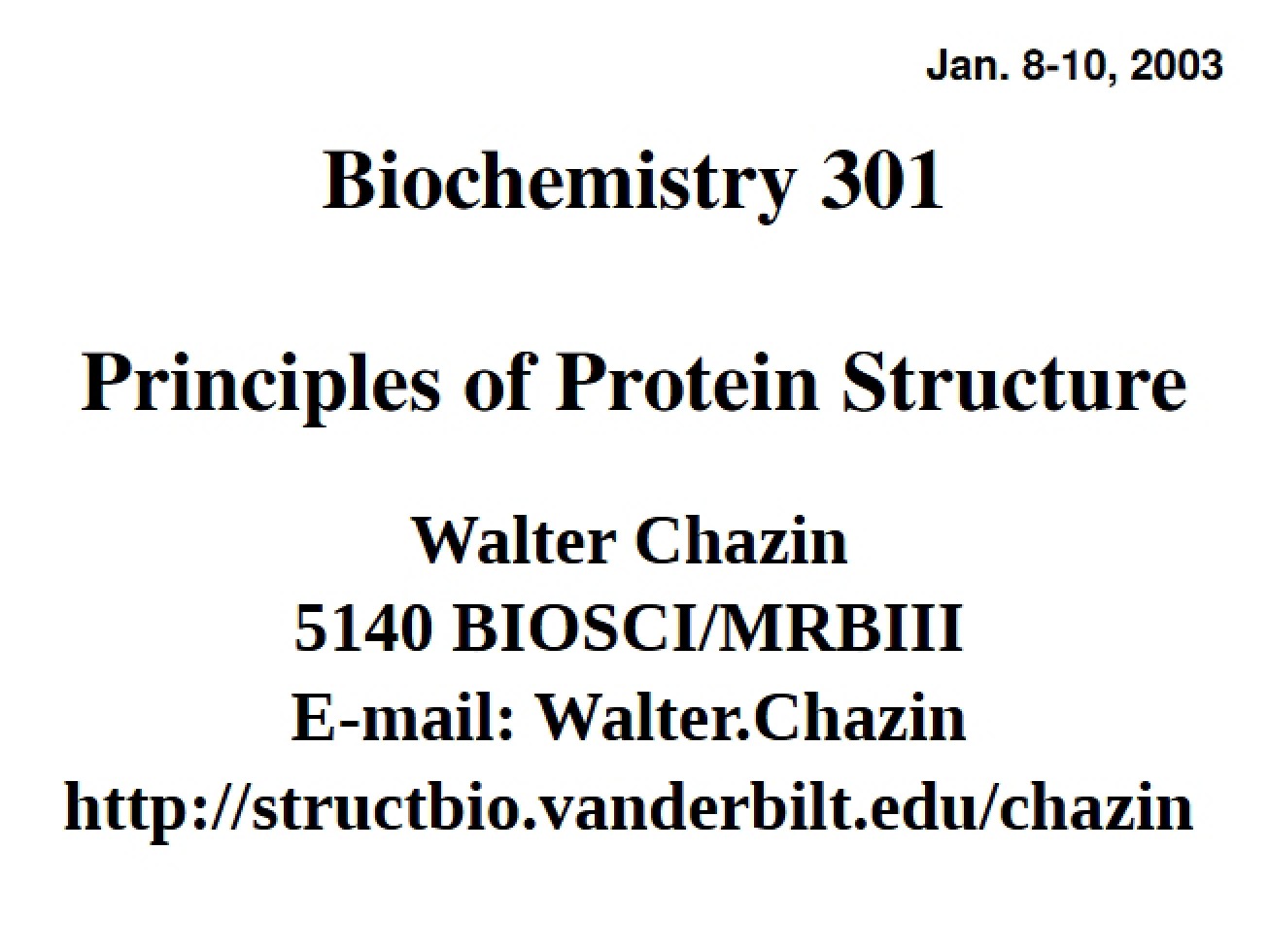 Protein Structure Principles - Mol Structure&functions