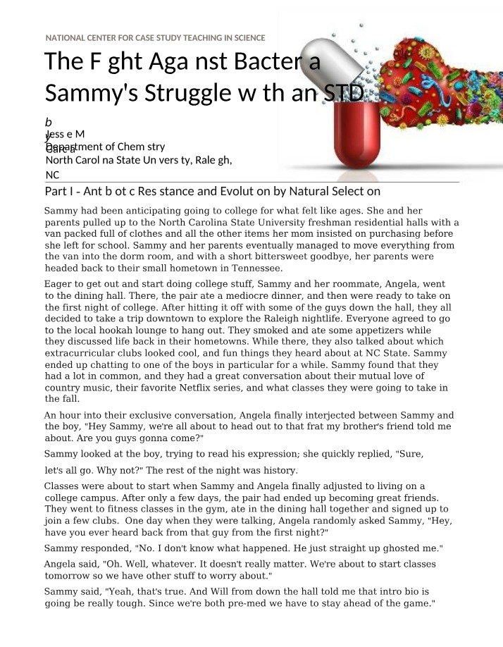 Sammy's Struggle with an STD - The Fight Against Bacteria