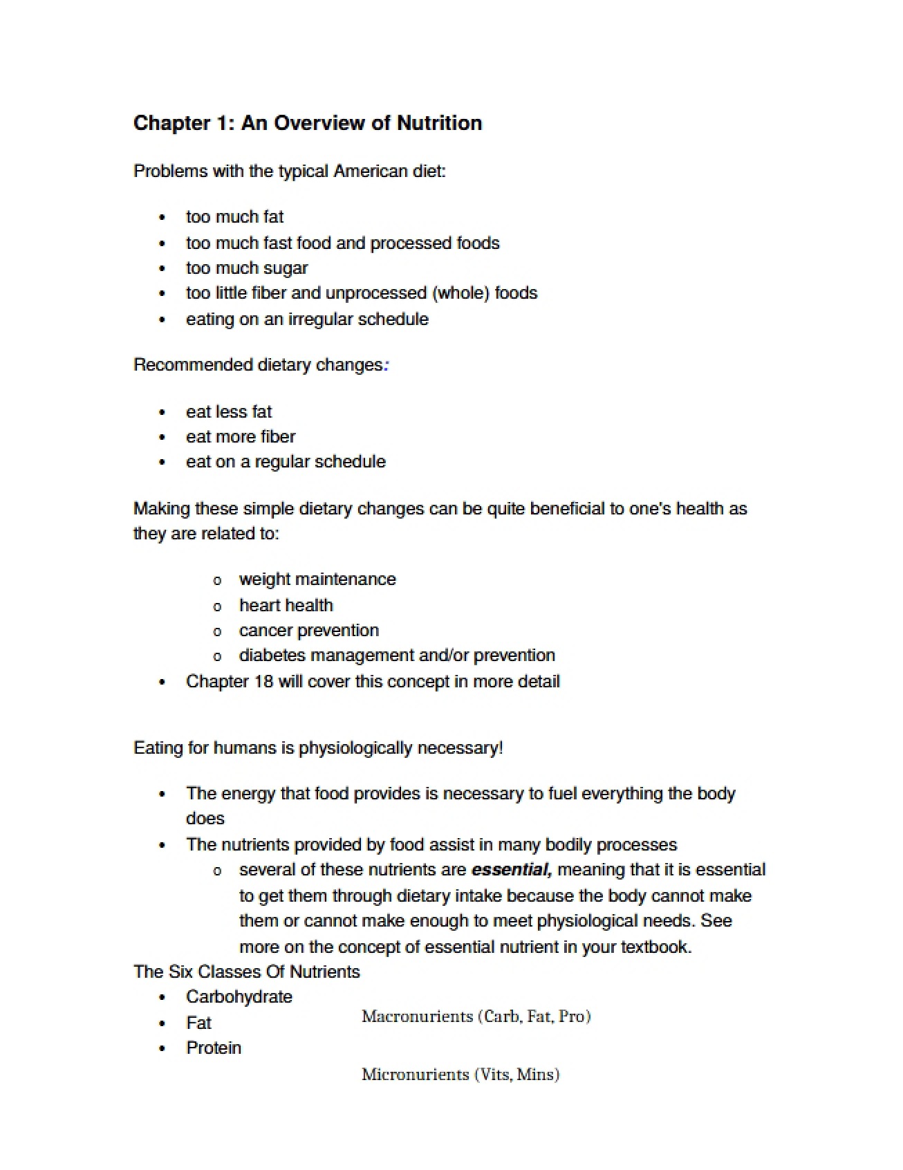 Notes for Chapter One