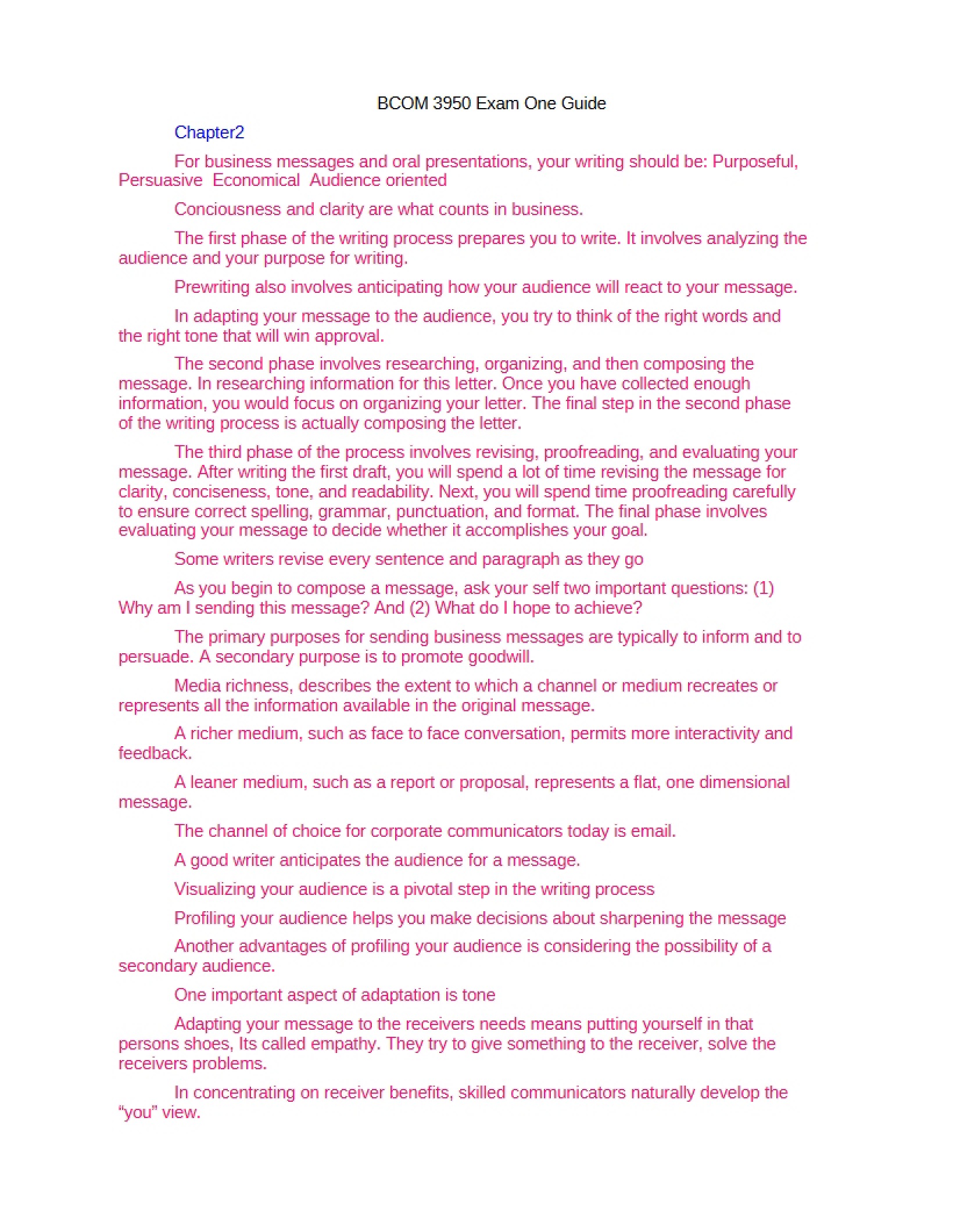 Business Communication Exam 1