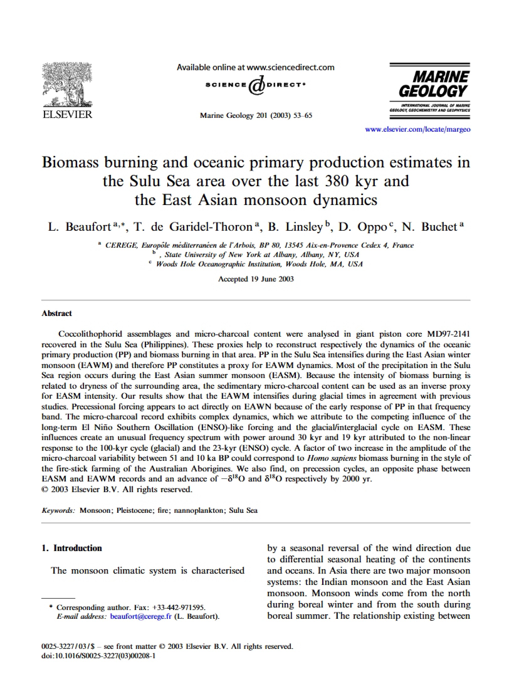 Oceanic Primary Production and Biomass Burning