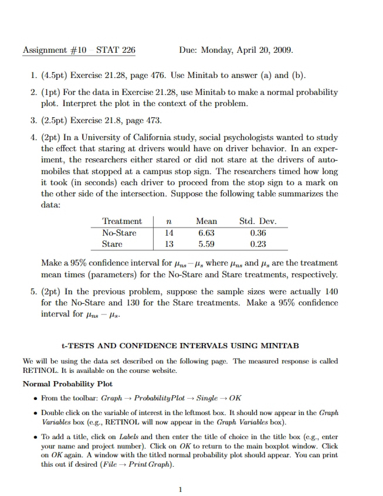 Assignment 10 for STAT 226