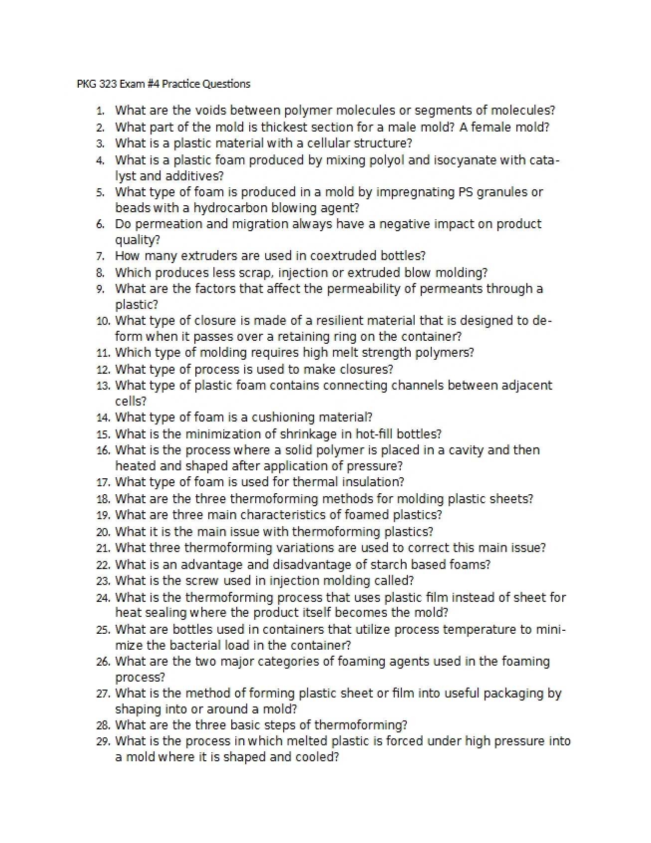 Practice Questions for Exam Four