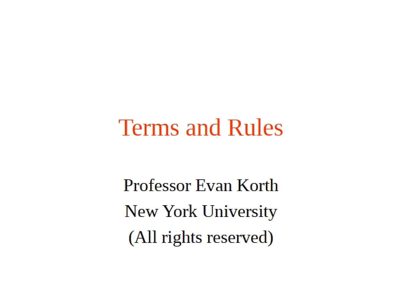 Rules and Terms