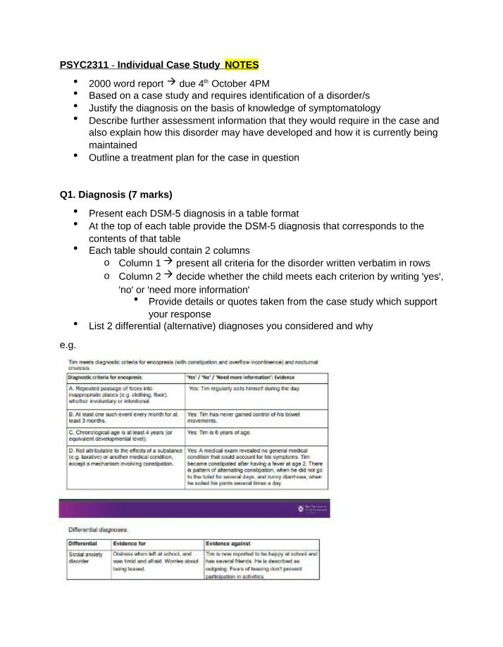 Case Study - Identifying and Treating a Psychological Disorder