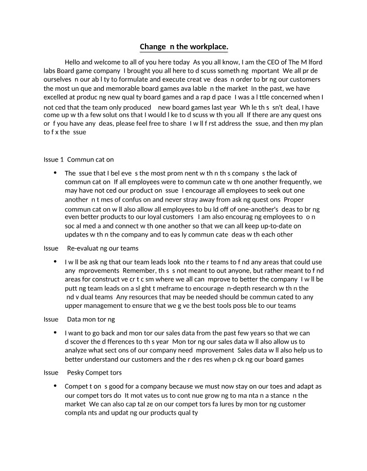 Changes in the Workplace