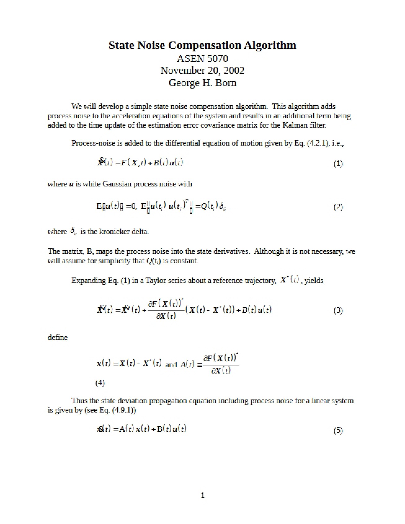 Algorithm for State Noise Compensation