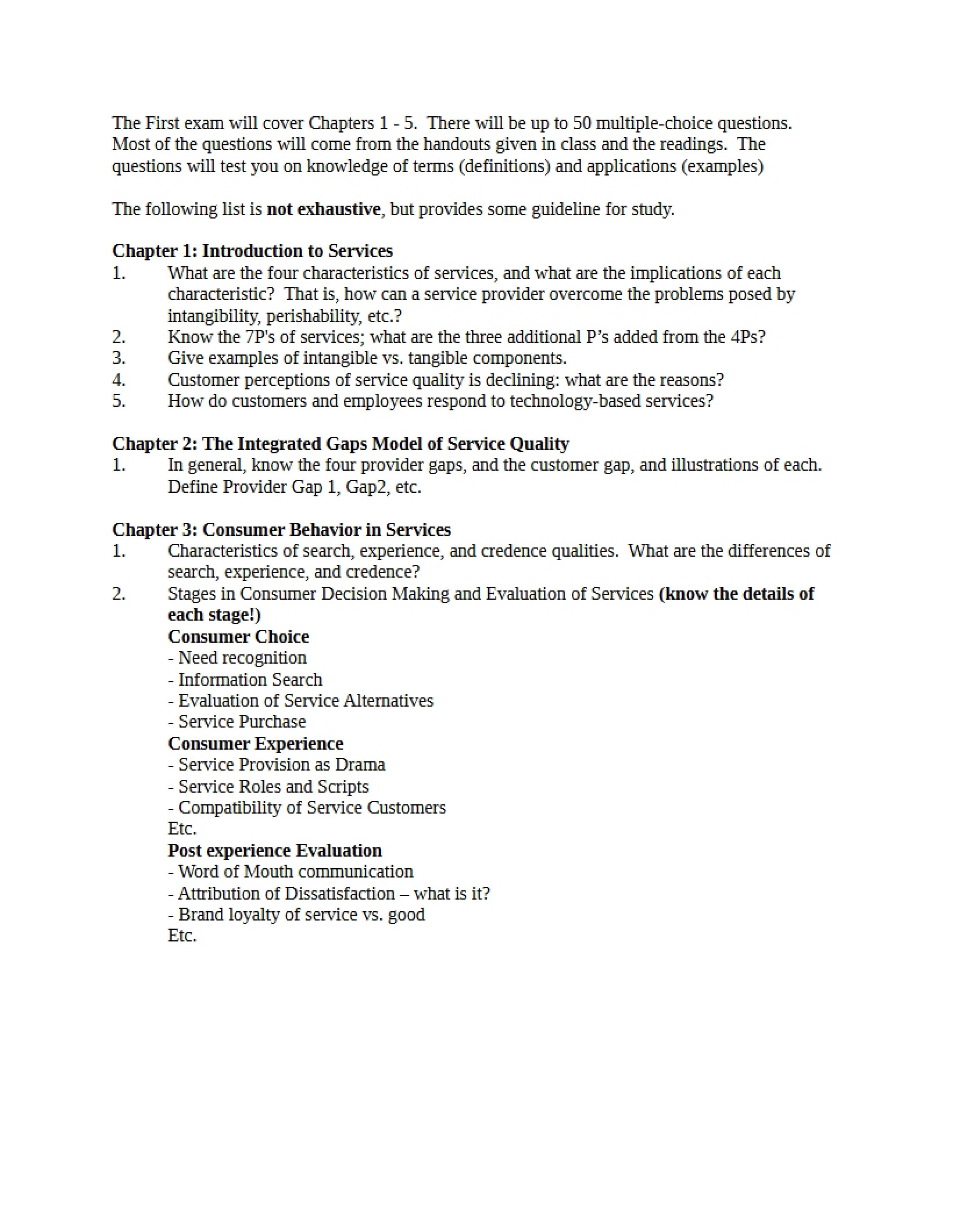 Guidelines for Final Exam