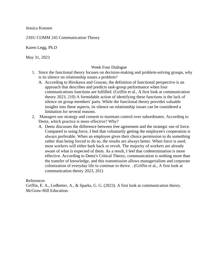 Communication Theory Limitations of the Functional Perspective Review