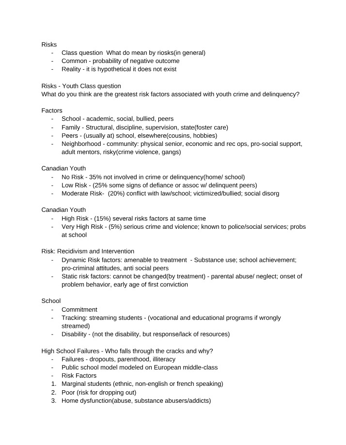 Youth Crime - Risks and Factors