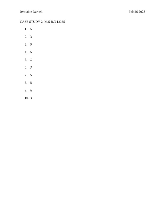 Case Study Analysis of Multiple-Choice Questions