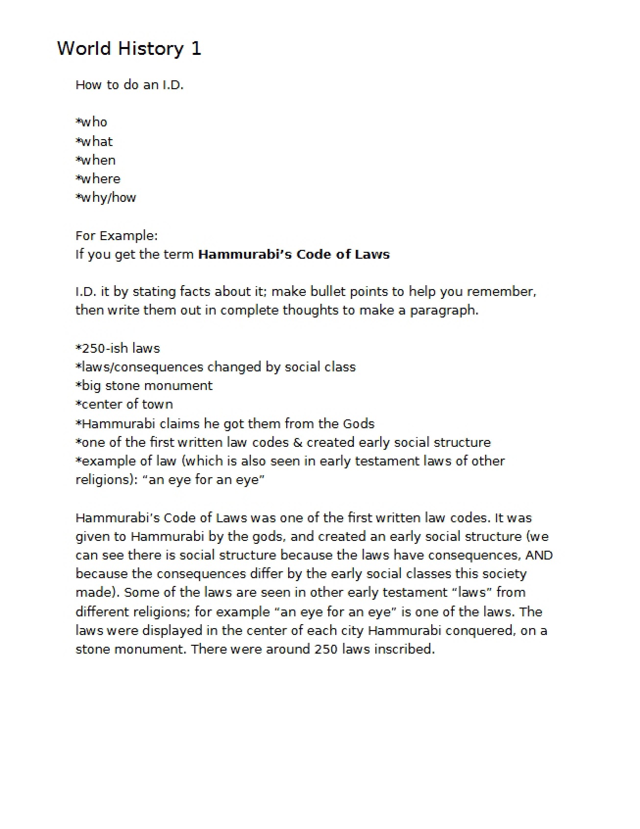 Introduction to World History 1