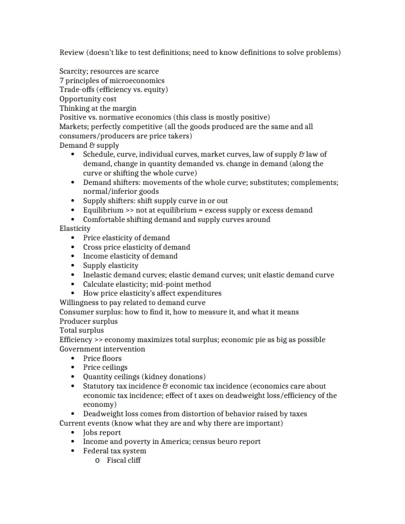 Study Guide Microeconomics