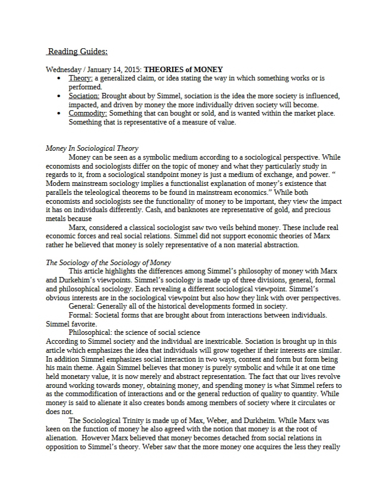 Sociological Theory of Money - Selected Topics in Sociology (3)