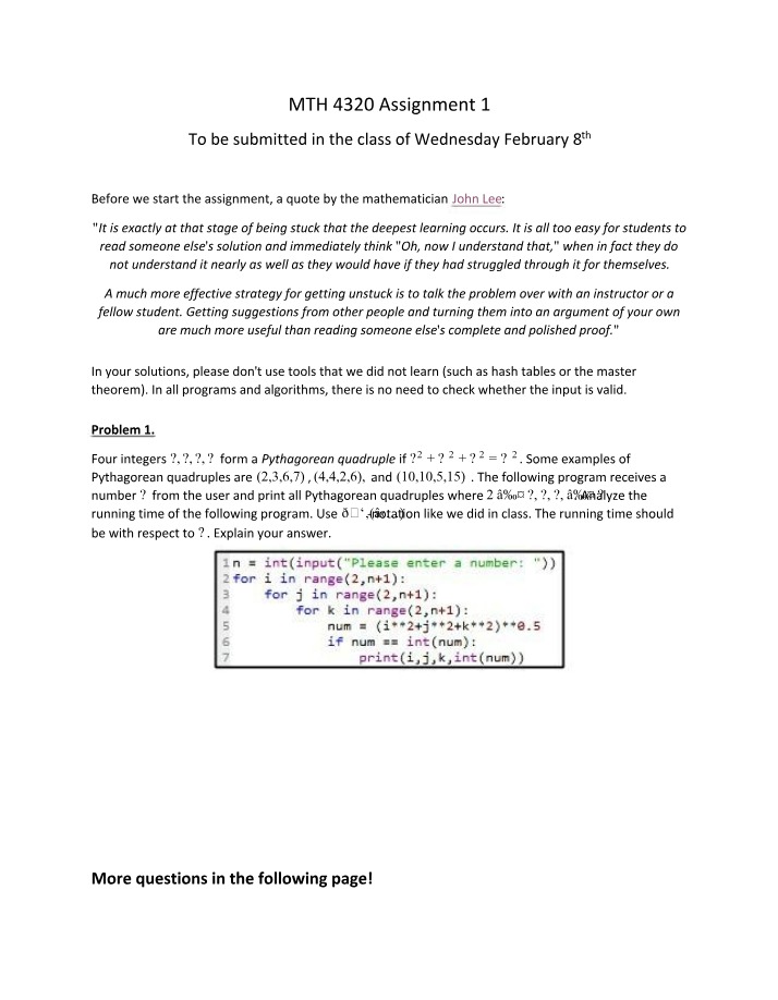 Assignment 1 for MTH 4320