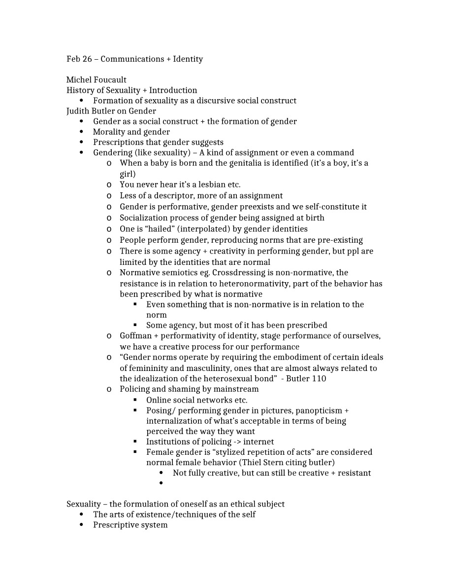 Lecture Notes on Communications and Identity