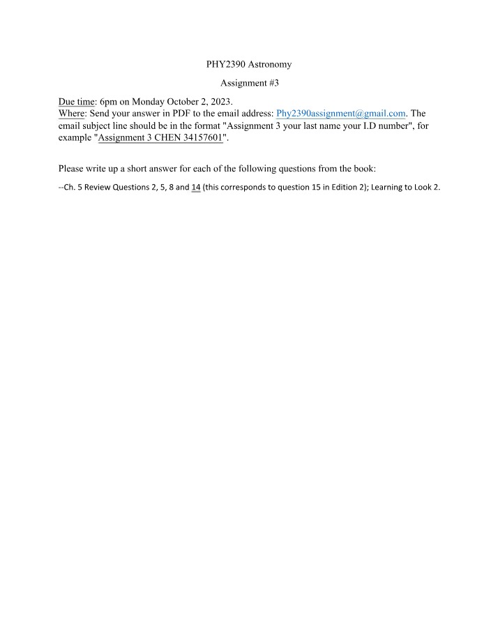 Assignment 3 - Astronomy