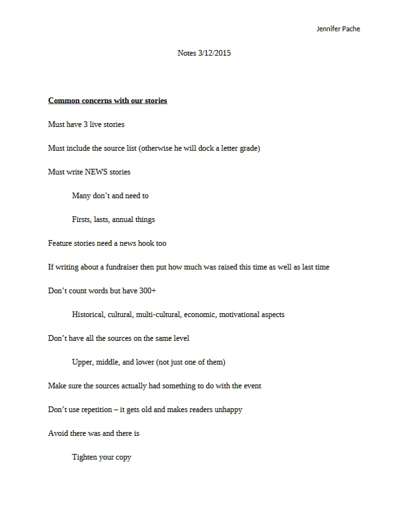 Story Concerns and Issues