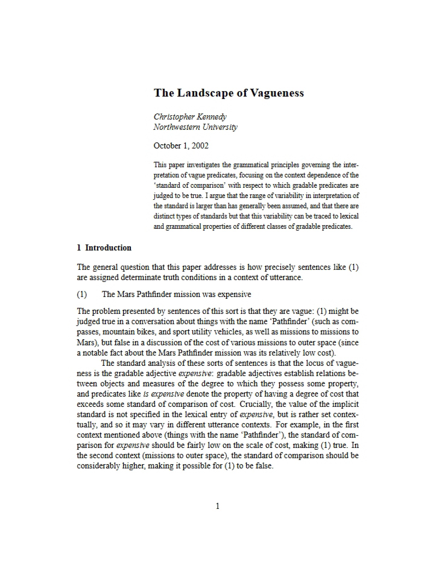 Vagueness Landscape