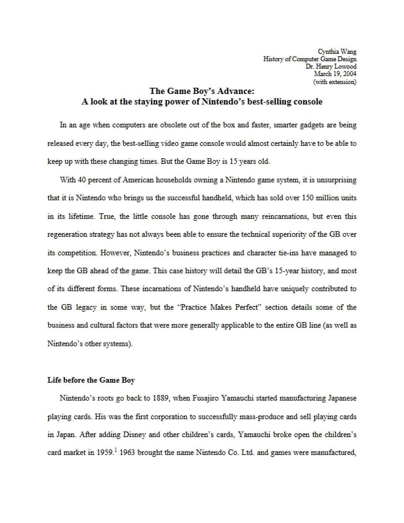Course Notes on the History of Computer Game Design
