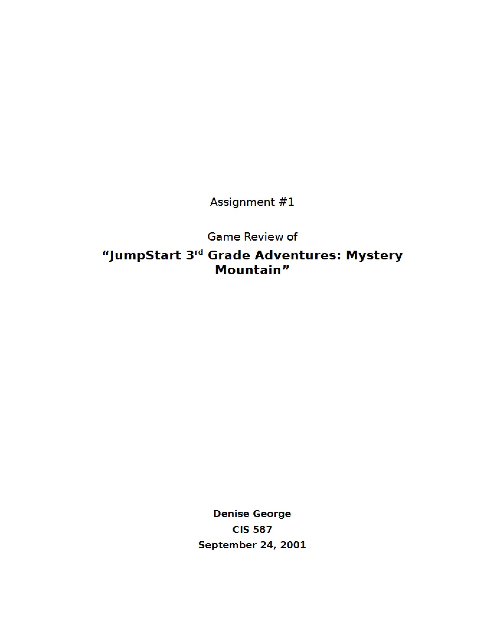 First Assignment