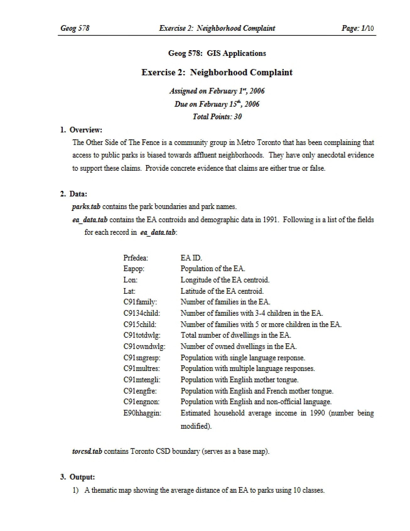 Neighborhood Complaint Task (Ex 2)