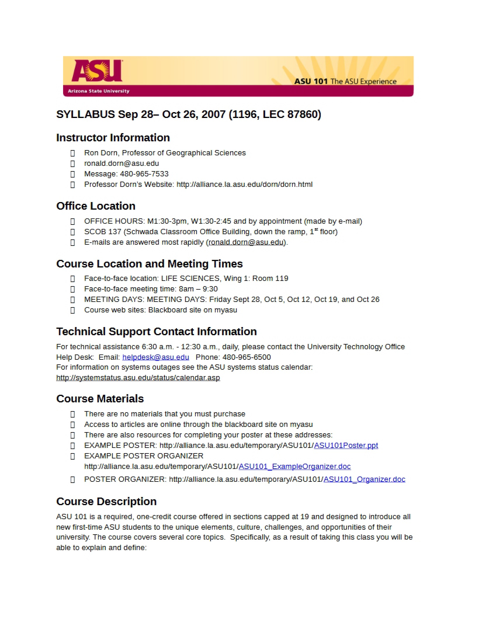 Class Guide The ASU Experience