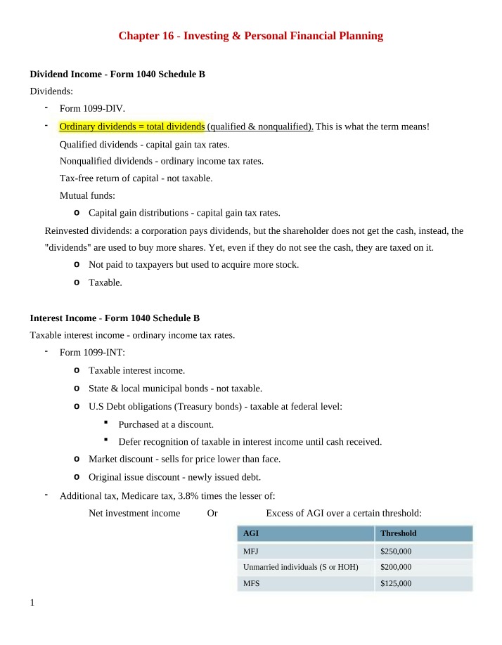Dividend Investing and Personal Financial Planning