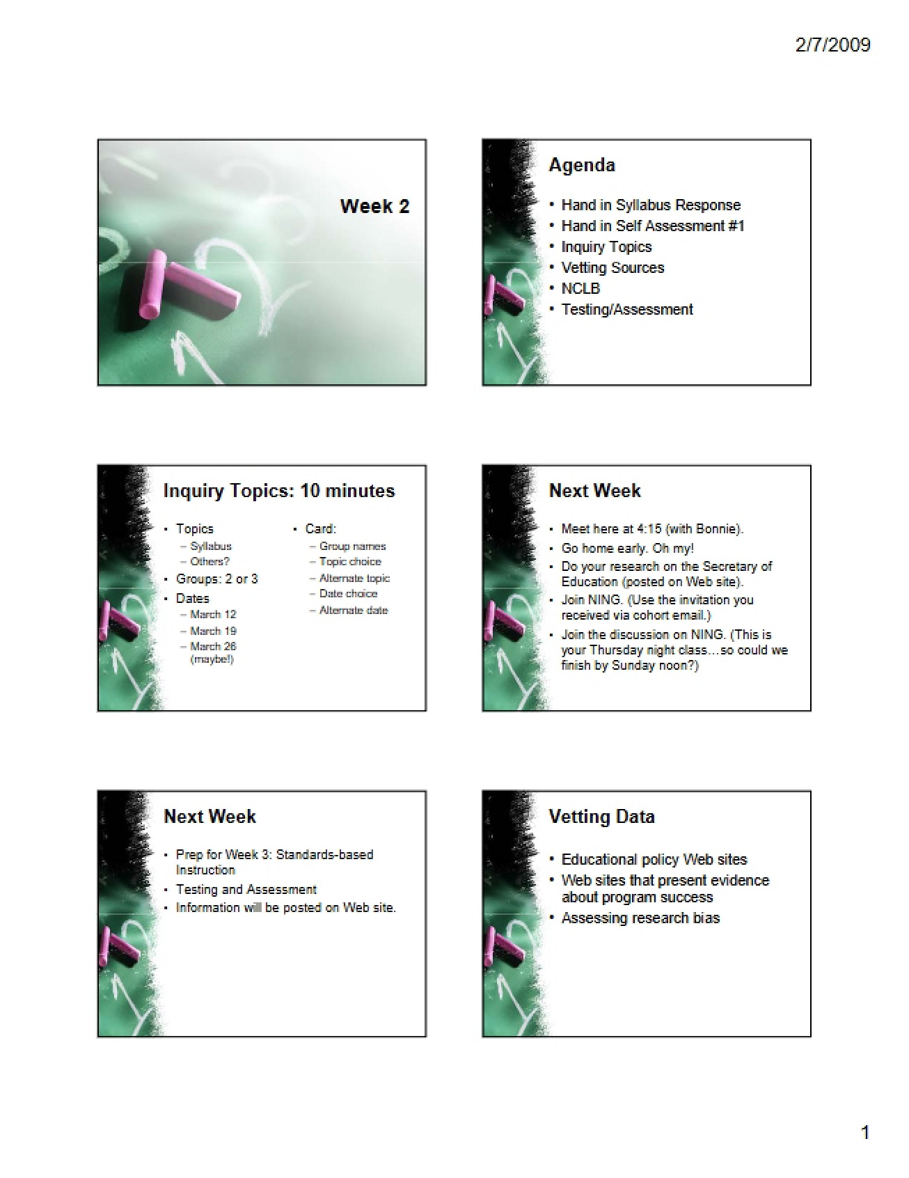 Course Notes Week Two