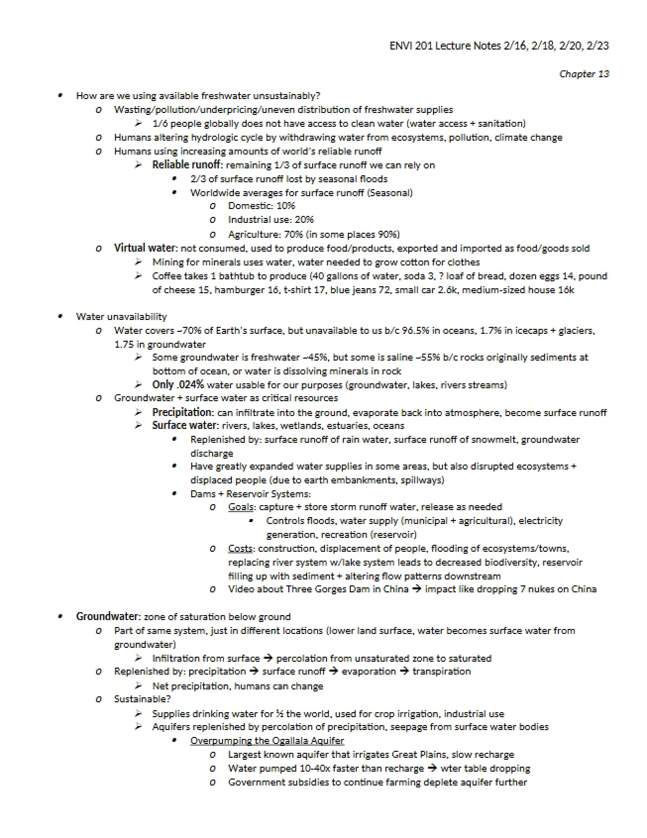 Lecture Notes for Environmental Science
