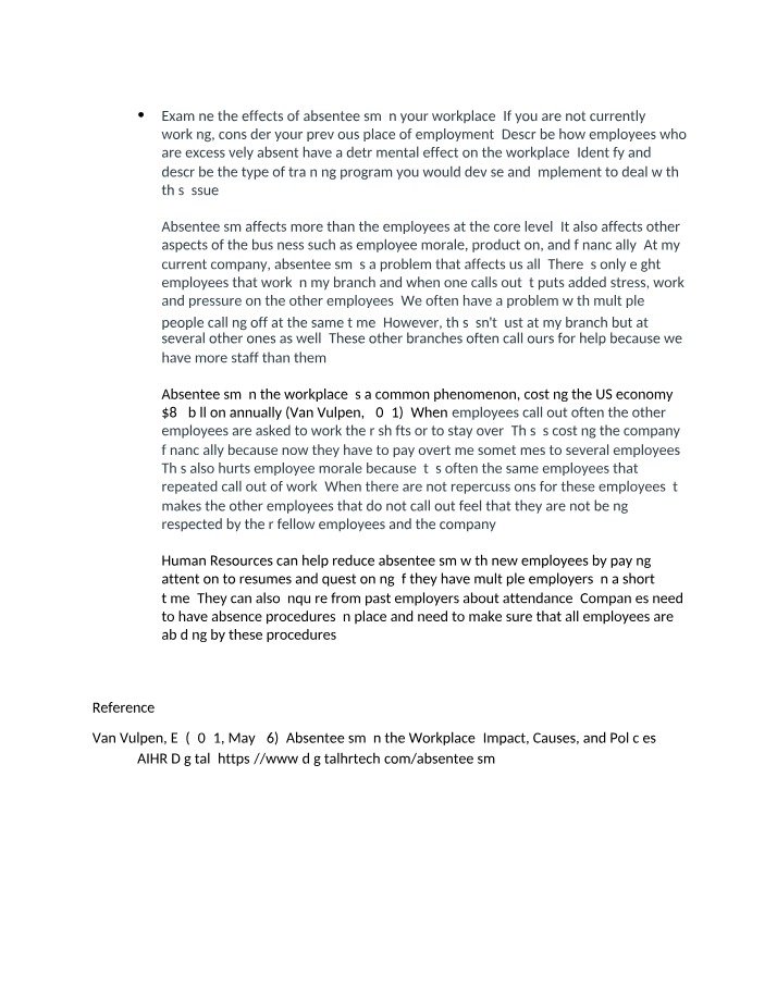 Workplace Strategies to Address the Impacts of Absenteeism