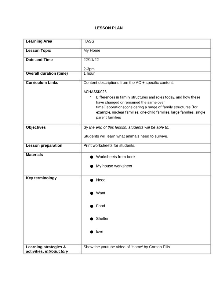 HASS 3 Lesson Plan