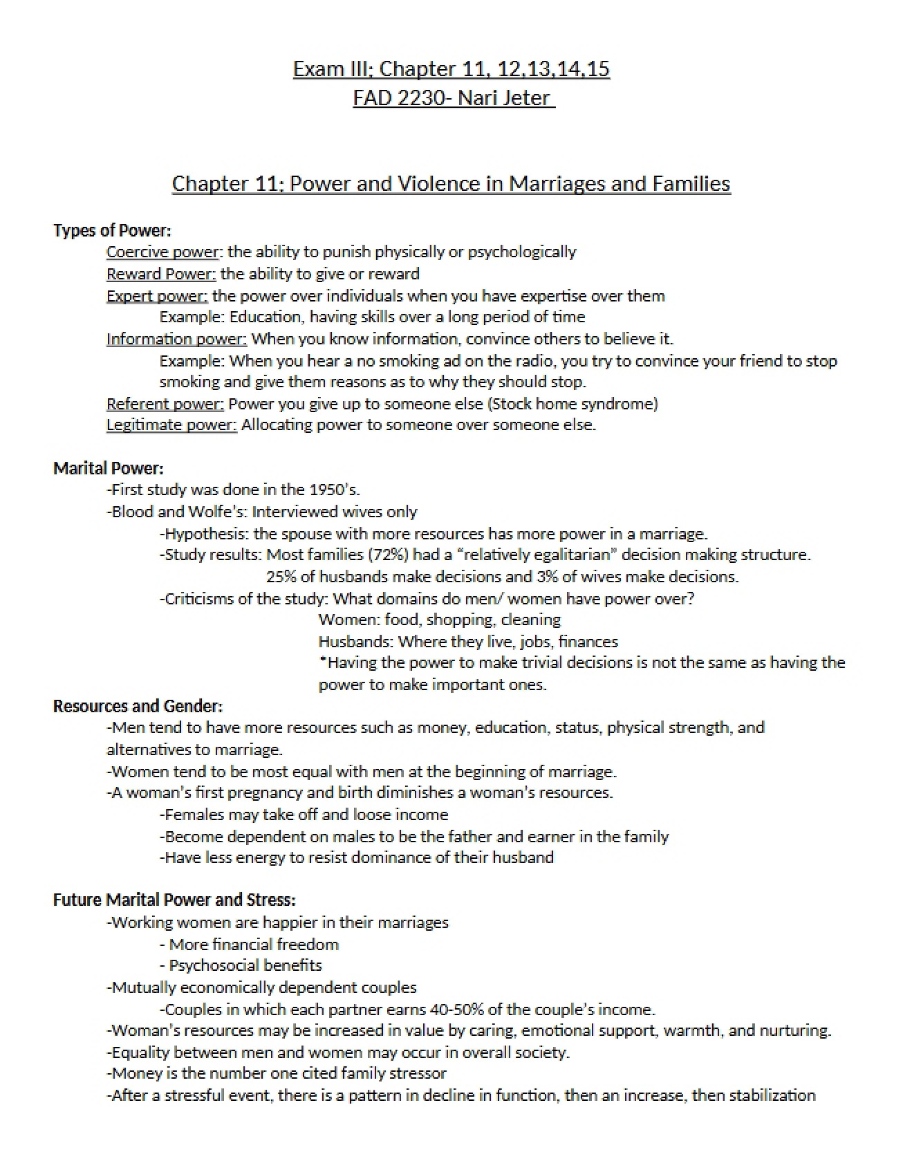 Discussion of Power and Violence from Chapter Eleven