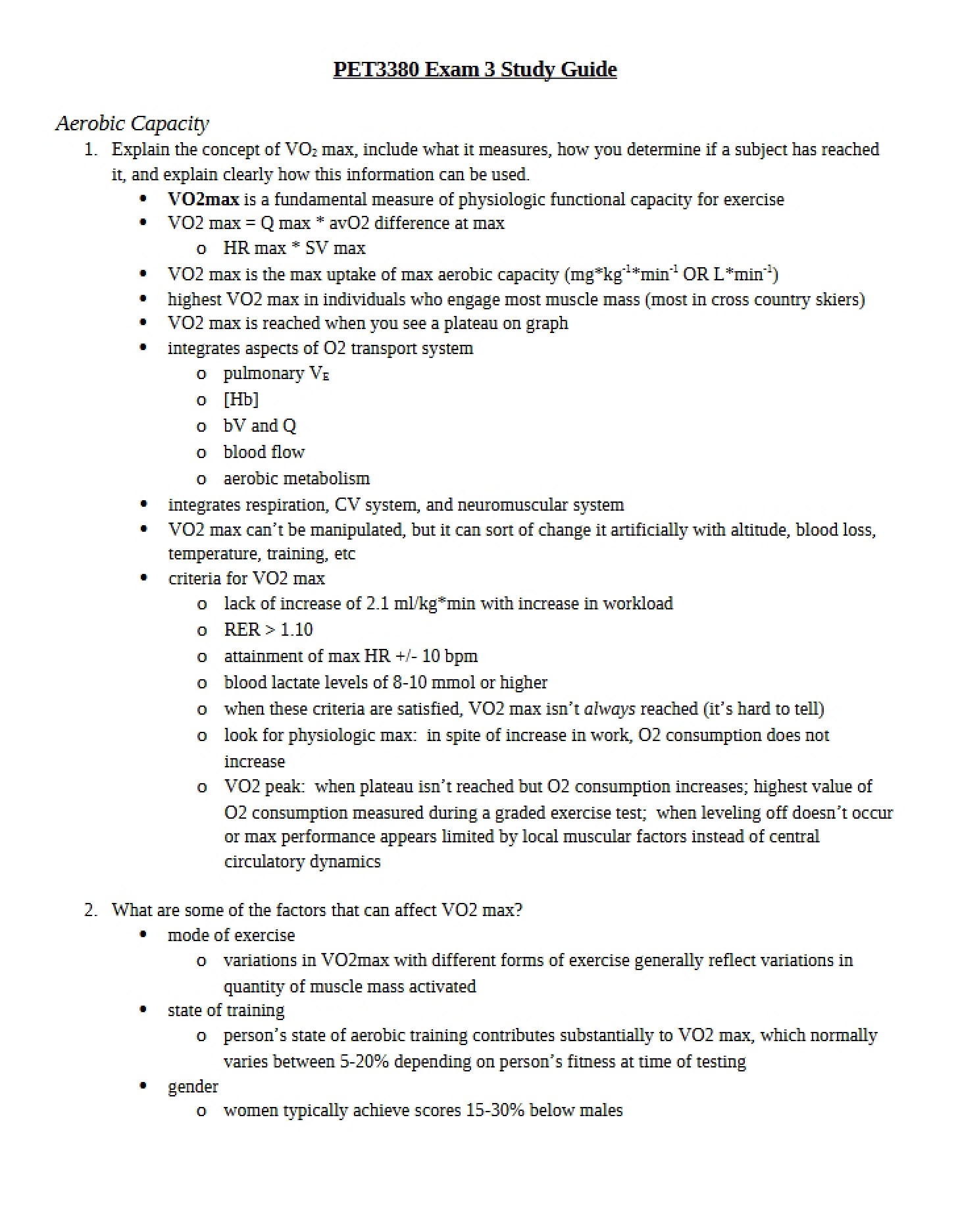Study Sheet Exam 3