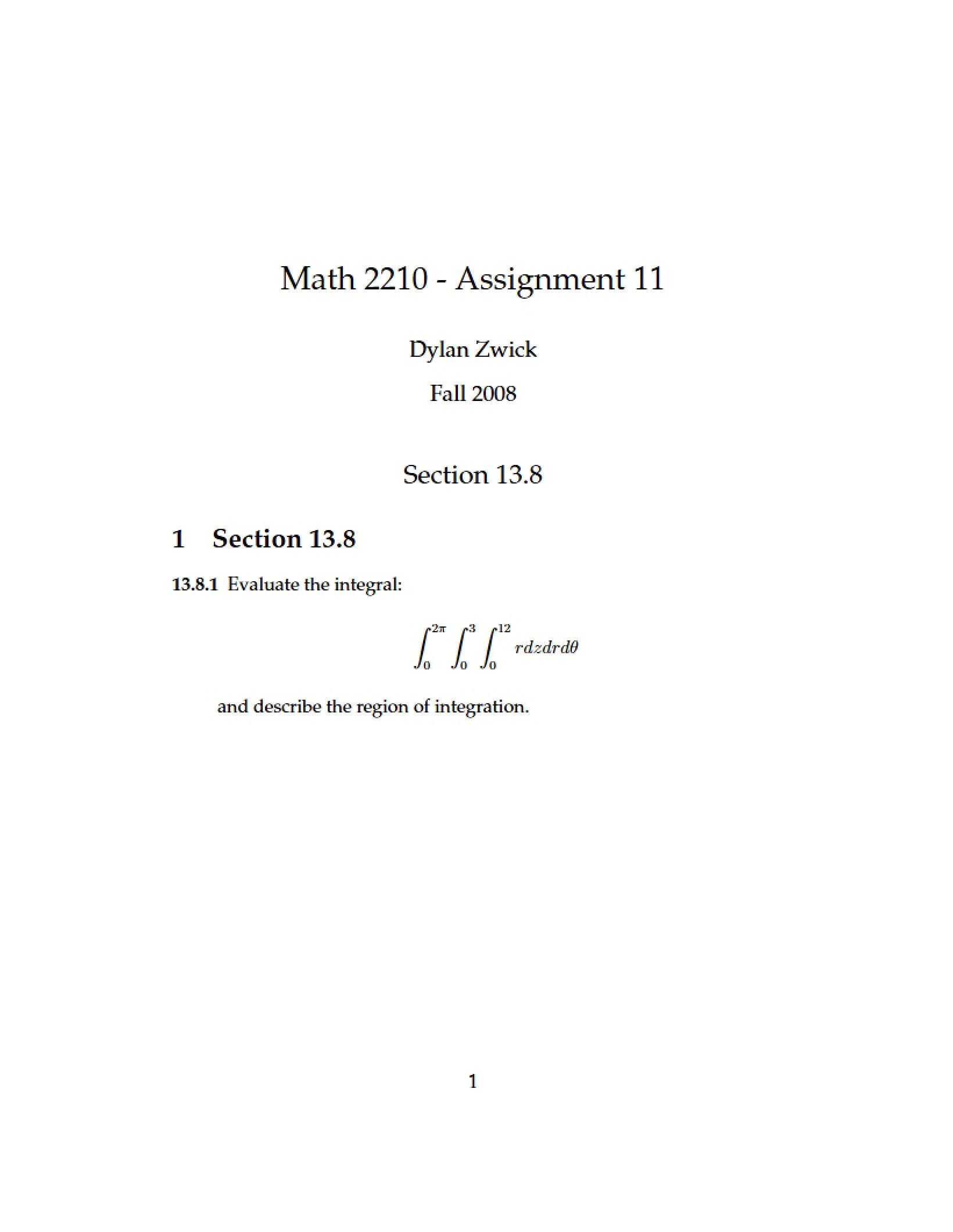 Assignment 11 (Math 2210)