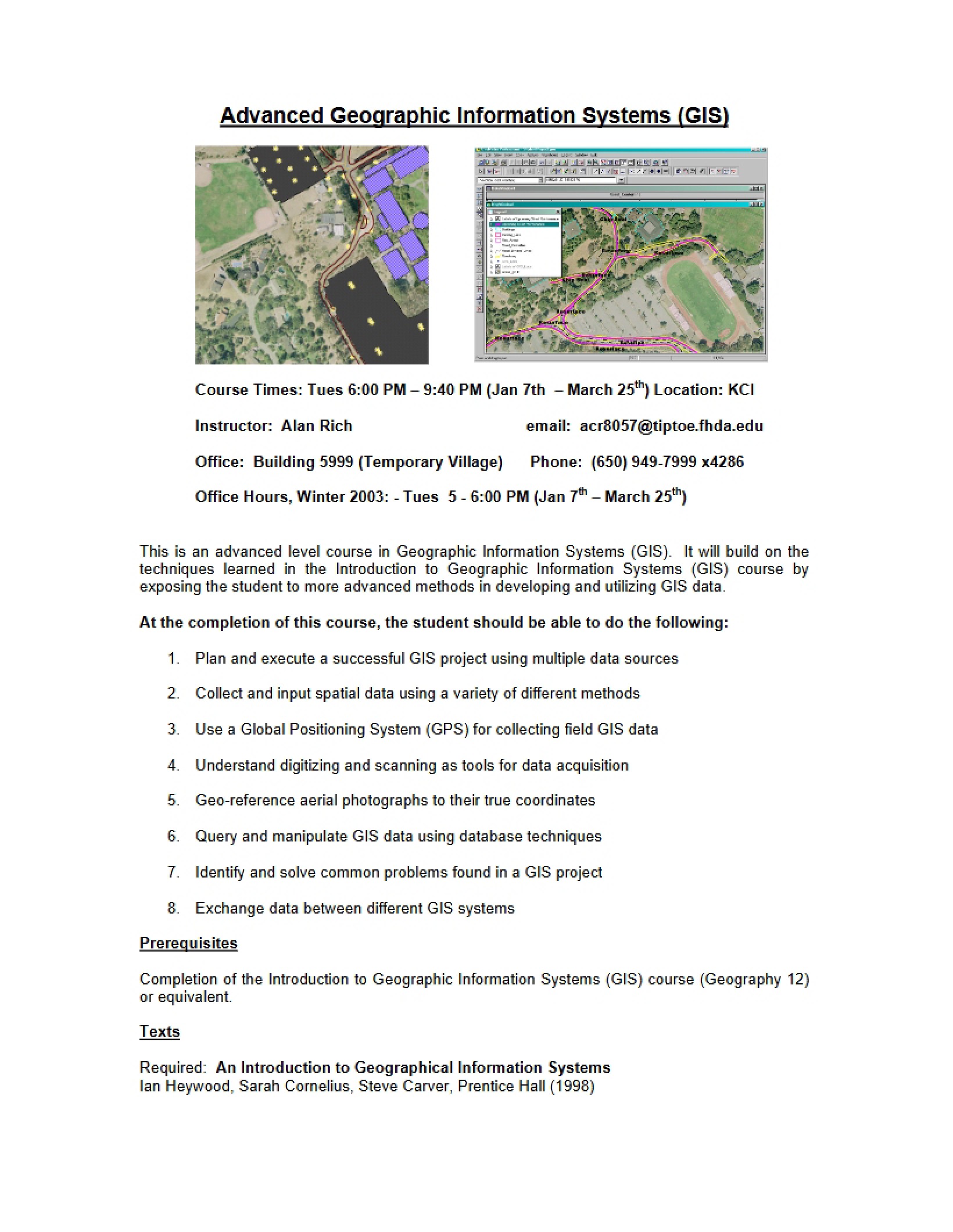 Syllabus for Advanced GIS