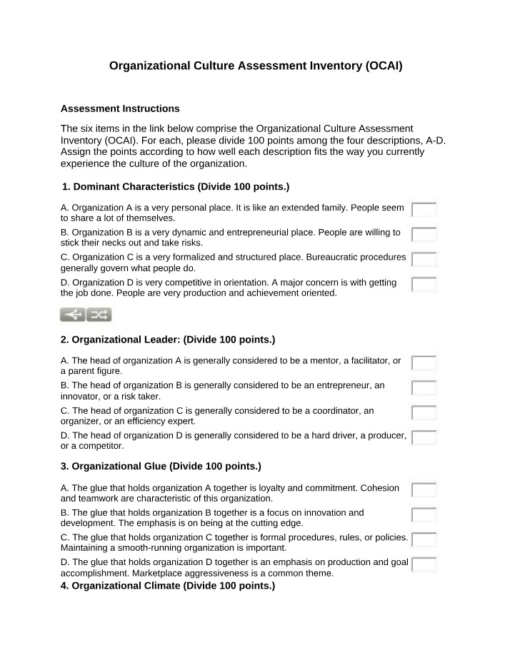 Assessment Inventory for Organizational Culture