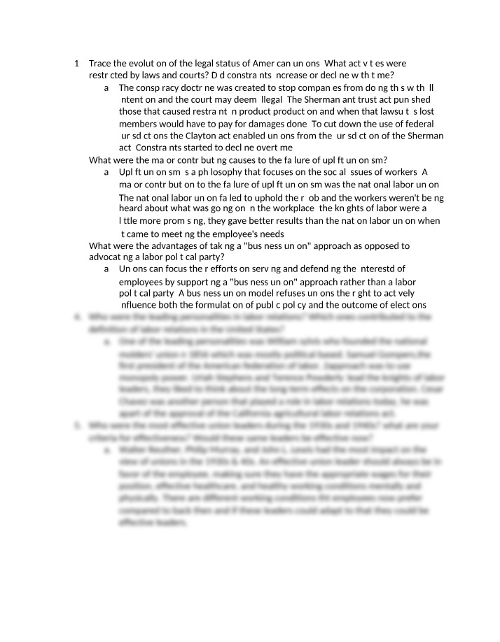 American Unions - Evolution, Laws, and Constraints
